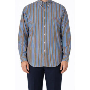 Ralph Lauren Classic Fit Mens Large Multicolor Stripe Button Down Collar Pony